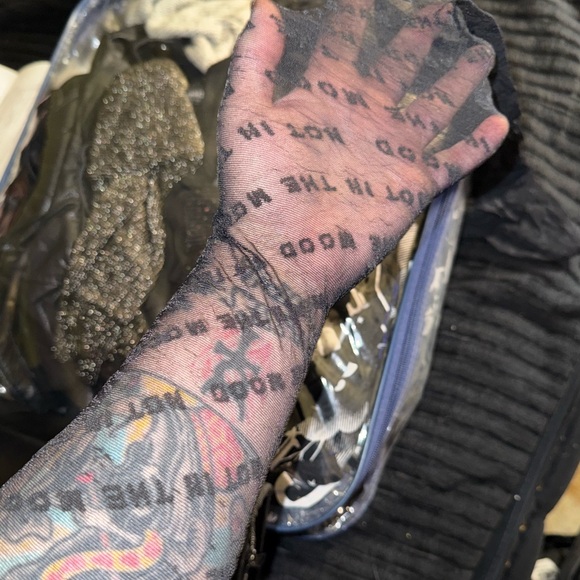 NIP Dolls Kill Skinny Dip Not In The Mood Print Tights Black Large - Picture 7 of 7